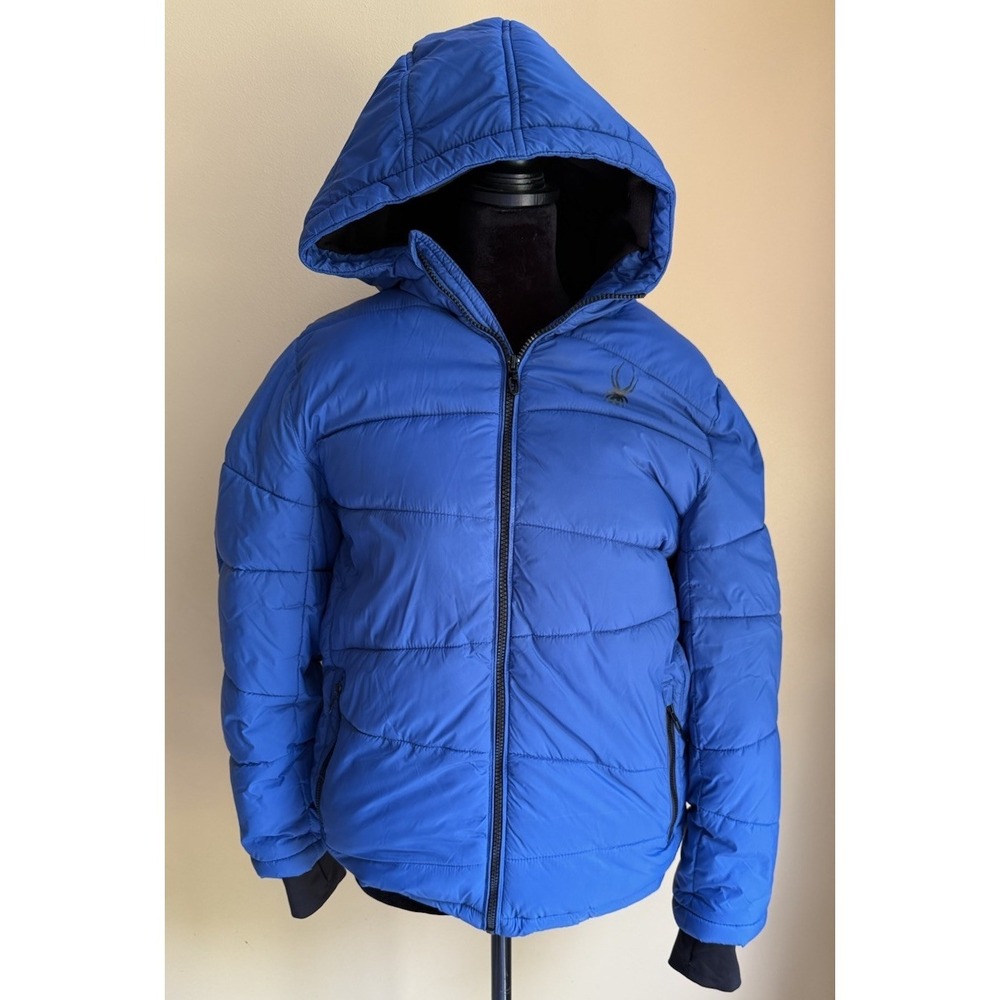 Spyder Jacket Youth L (14/16) Blue Insulated Hooded Puffer Winter Coat